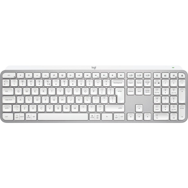 Logitech 920-011588 Universal RF Wireless + Bluetooth QWERTY US International Keyboard, Aluminum, White
