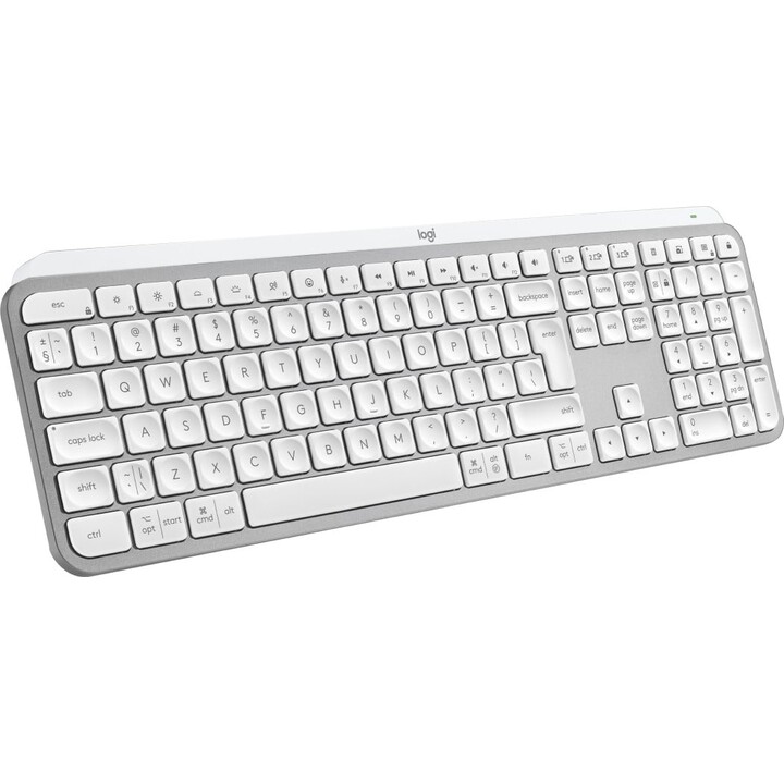 Logitech 920-011588 Universal RF Wireless + Bluetooth QWERTY US International Keyboard, Aluminum, White