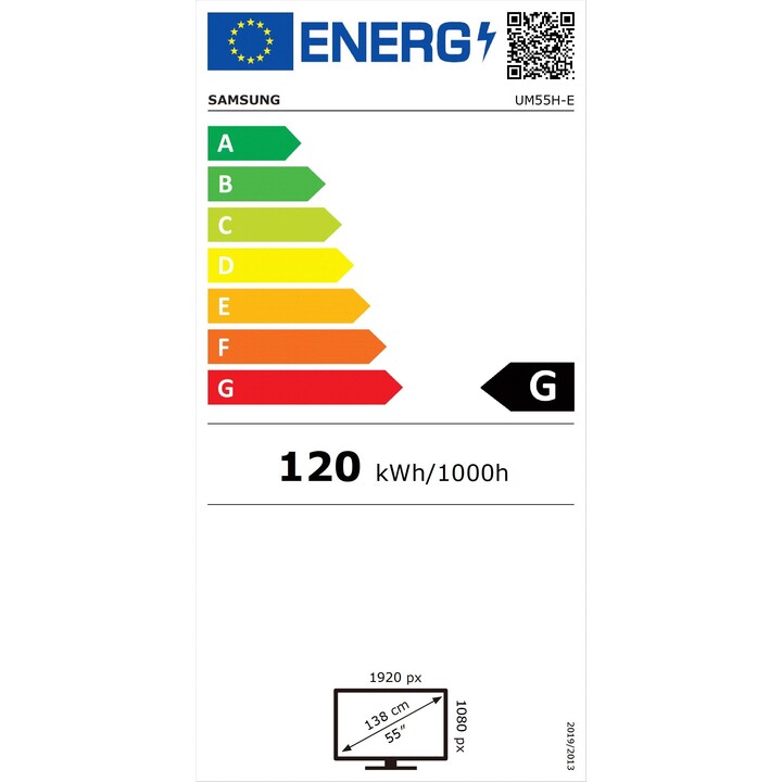 Samsung VM55B-U 55, LCD, affichage de signalisation numérique, noir