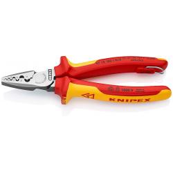 Alicates de crimpado para casquillos de cable, longitud 180 mm, superficie lacada, mangos multicomponente