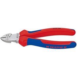 Knipex 2489023, Spelacavi diagonale 160 mm, cromato con impugnatura comfort, rosso/blu