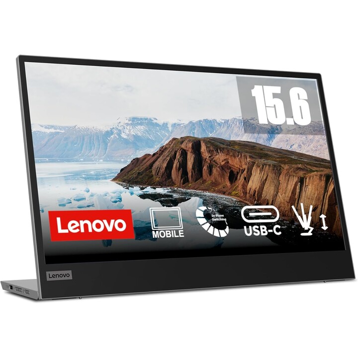 Lenovo L15 Portable Monitor, FHD, IPS, 60 Hz, 6 ms, 2 x USB-C, USB 2.0, USB-C to USB-C Cable, Black