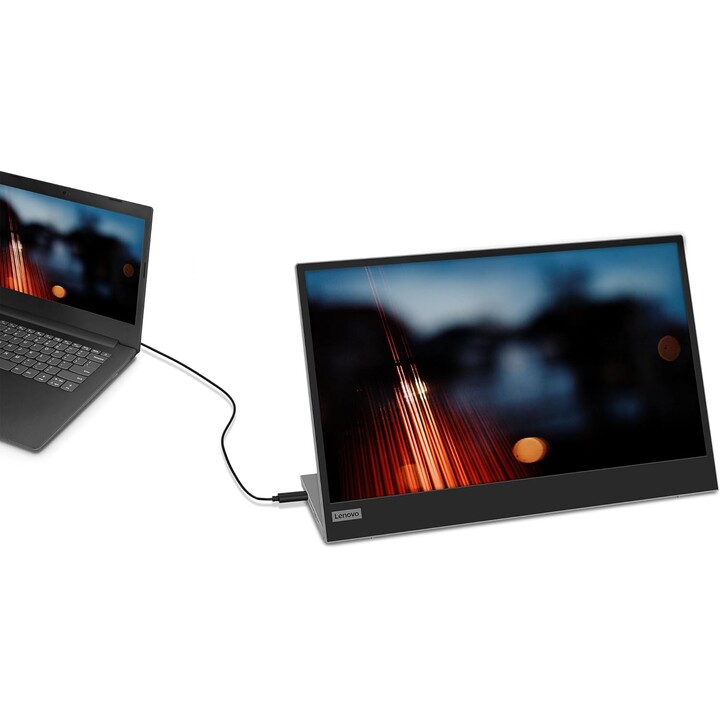 Lenovo L15 Monitor Portátil, FHD, IPS, 60 Hz, 6 ms, 2 x USB-C, USB 2.0, USB-C para cabos USB-C, preto