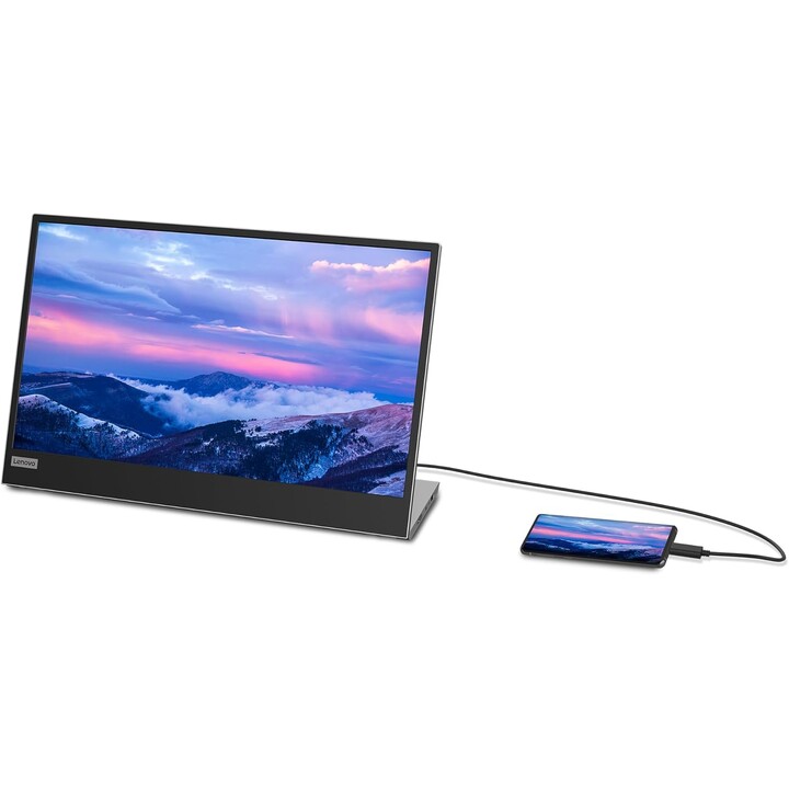 Lenovo L15 Portable Monitor, FHD, IPS, 60 Hz, 6 ms, 2 x USB-C, USB 2.0, USB-C to USB-C Cable, Black