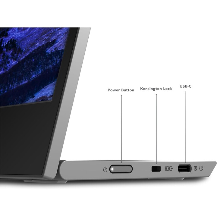 Lenovo L15 Monitor Portátil, FHD, IPS, 60 Hz, 6 ms, 2 x USB-C, USB 2.0, USB-C para cabos USB-C, preto