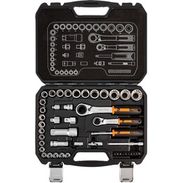 Neo Tools 10-019, Durchgangs-Steckschlüssel-Satz 1/4" & 3/8", 46-teilig