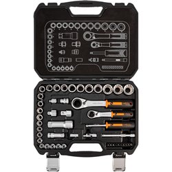 Set von 1/4 + 3/8 über Sockets, 46 Teile