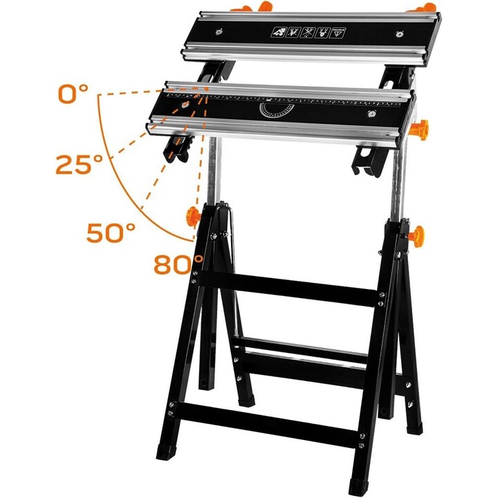 Neo Tools 44-700 Aluminium verstellbare Werkbank 60 x 58 cm für Werkstatt, Silber