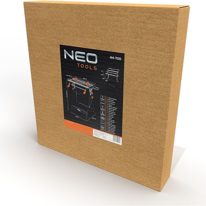 Neo Tools 44-700 Aluminium verstellbare Werkbank 60 x 58 cm für Werkstatt, Silber