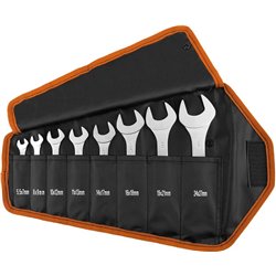Juego de 8 llaves de doble boca, 5,5-27 mm, versión superfina, en bolsa con ruedas