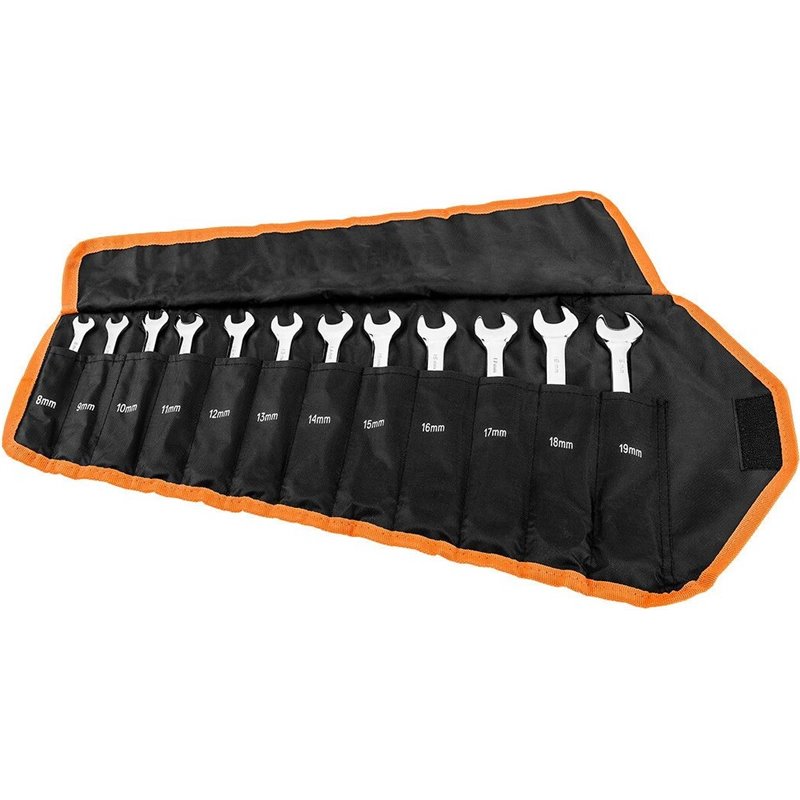 Cicatrices à cliquet et combinaison, ensemble de 12 pièces, 8 à 19 mm, boîtier souple