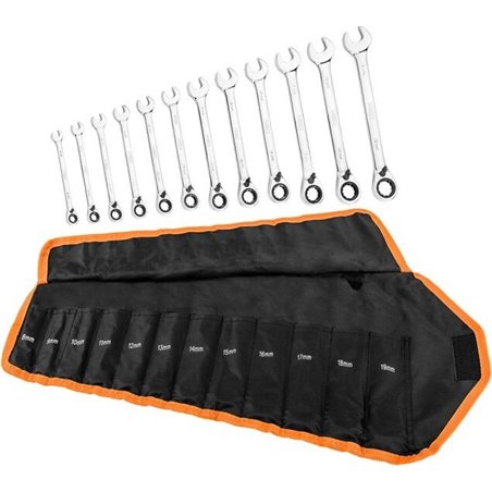 Cicatrices à cliquet et combinaison, ensemble de 12 pièces, 8 à 19 mm, boîtier souple