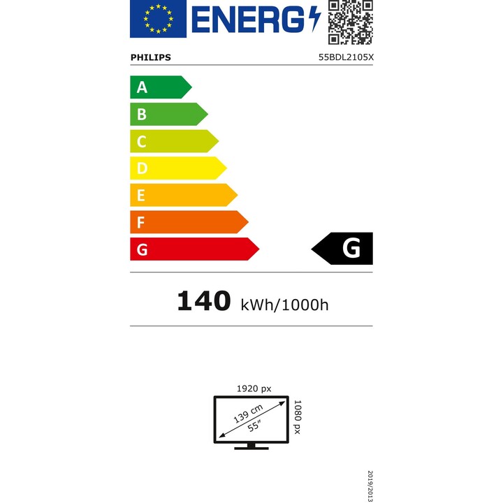 Philips 55BDL2105X / 00 55, affichage de signalisation numérique, LCD, 1080p, Full HD, noir
