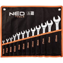 Sense de combinaison Set Set, CRV, DIN 3113, 12 pièces 6,7,8,10,11,12,13,14,15,17,19,22 mm