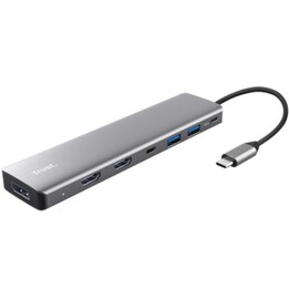 Docking USB Typ-C Trust Dalyx/ 2xUSB/ 2xHDMI/ 1xDisplayPort/ 1xUSB Typ-C PD/ Grau