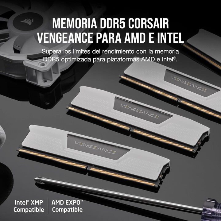 Memoria Corsair Ddr5 32gb 2x16gb Pc6400 Vengeance Blanca Cmk32gx5m2b6400z32w