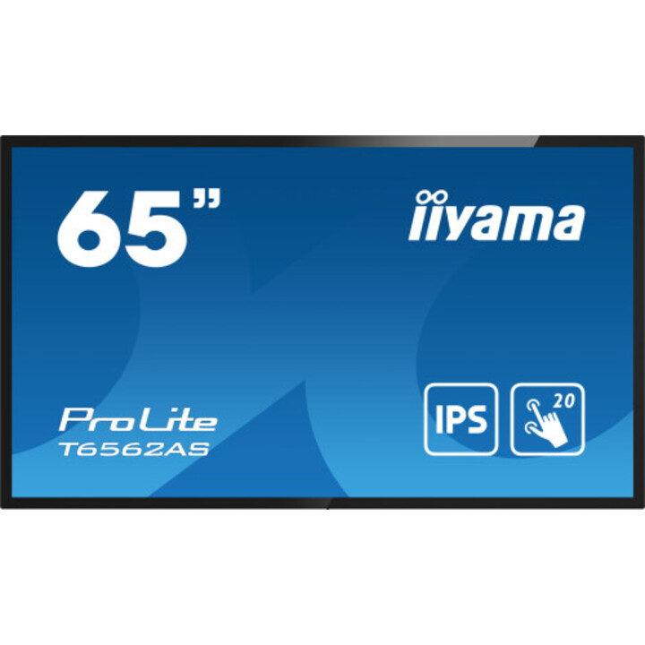 Iiyama T6562as-b1 Interaktives Flachbildschirm-Signage-Display, 163,8 cm (64,5 Zoll), IPS, 500 cd/m, 4k Ultra HD, schwarzer Touc