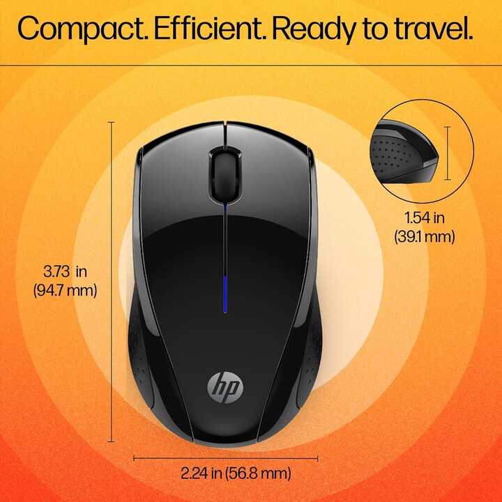 HP 220 Silent Wireless Mouse, 2.4 GHz Dongle, 15 Month Battery, Windows, Mac, Chromebook, Black