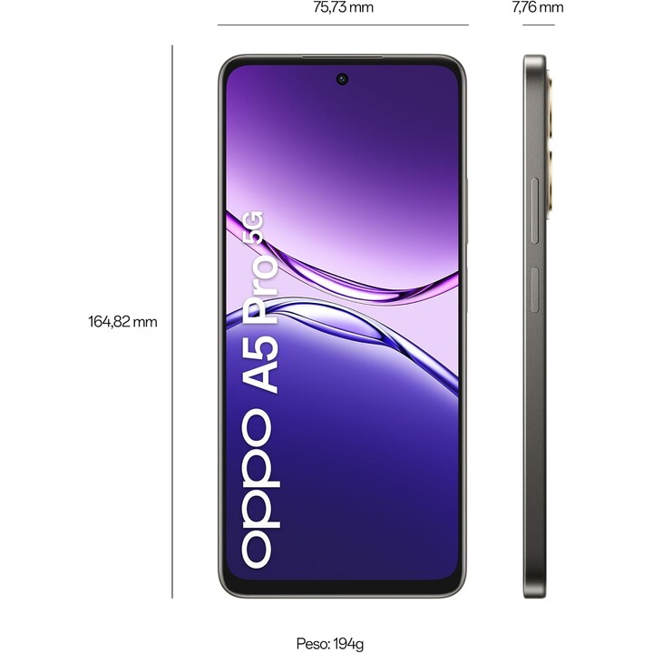 Oppo A5 Pro 5G, 8GB 256GB, MKT 6300, 6.67 Display 120Hz, 50MP AI, 5800mAh, Black Brown