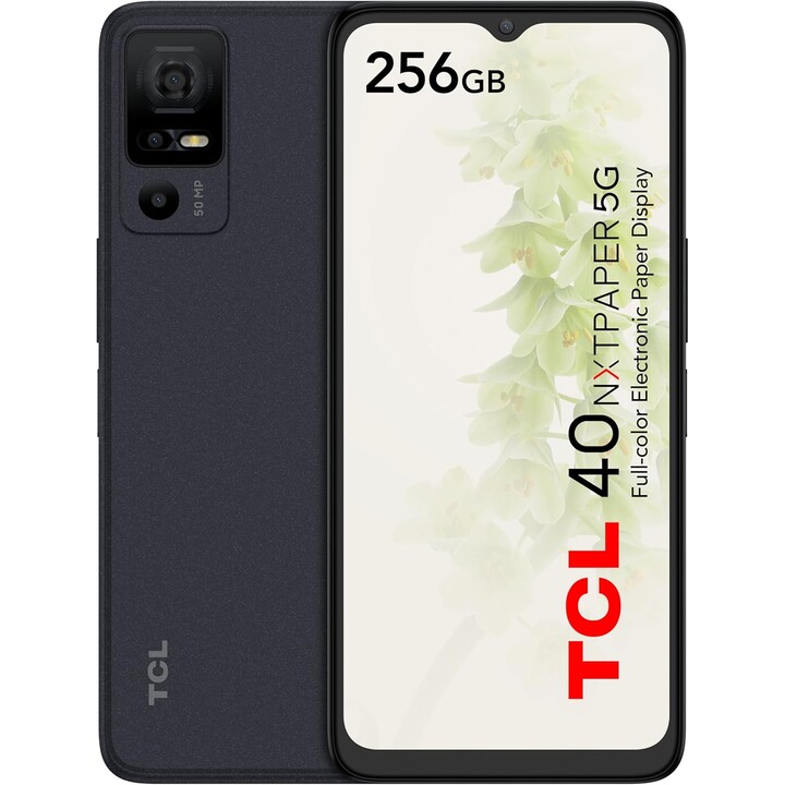 TCL 40 Nxtpaper 5G, 12 GB (6+6) 256 GB, Dual Sim, 6,6 display 90Hz, fotocamera da 50 MP, 5000MAH, Android 13, nero