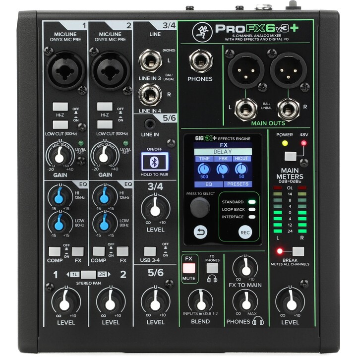 Analog mixer Mackie ProFX6v3+ with USB and Bluetooth
