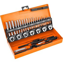 Neo Tools TOP-12-915 Set di maschi e filiere HSS da 32 pezzi con valigetta professionale, argento