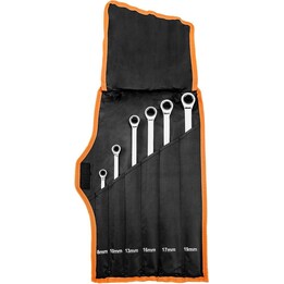 Neo Tools 09-370, Set di chiavi ad anello a cricchetto, 6 pezzi, nero