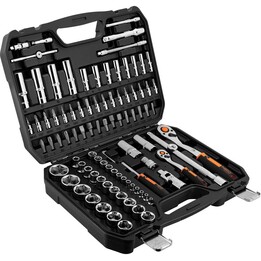 Neo Tools 10-062, Set di bussole da 1/4" e 1/2", 94 pezzi, nero