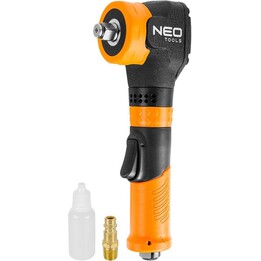 Neo Tools 14-019, 1/2" Pneumatic Angle Impact Wrench, 500 Nm Torque, Industrial Steel, Black