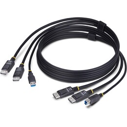 StarTech.com 1,8m Dual-DisplayPort und USB KVM Kabel, 4K 60Hz, DP 1.2 und USB 3.0 5Gbps, Universell Kompatibles Kombikabel für D