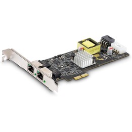 StarTech.com Tarjeta de Red Ethernet PCIe de 2 Puertos PoE de 2,5Gb - Tarjeta de Red NBASE-T - Adaptador LAN PCI Express - Intel