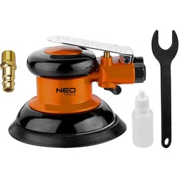 Neo Tools 14-020 Lixadeira Pneumática de Dupla Ação 150 mm e 10000 rpm, Preto/Laranja
