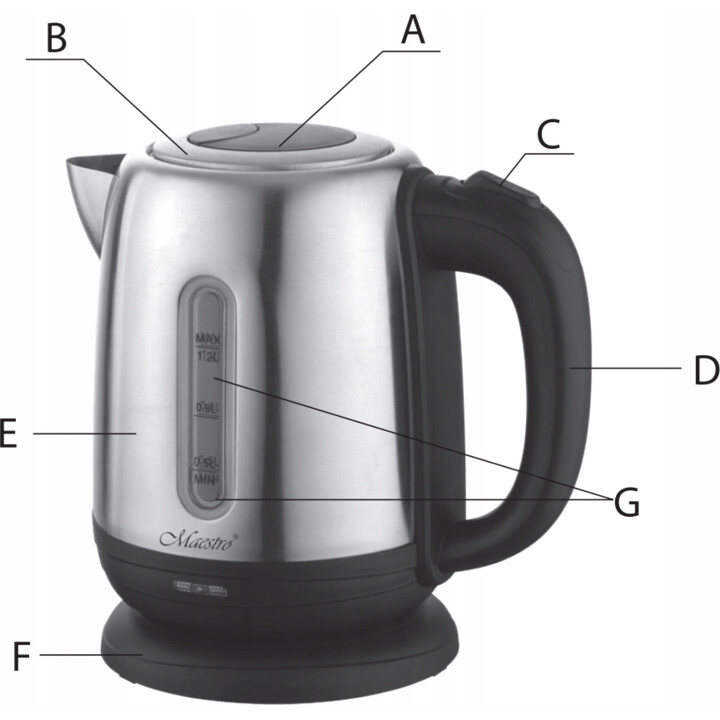 Electric Kettle Metal 1.2L 1630W Maestro MR-027