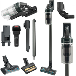 Samsung VS20C852CTN 2-in-1 stick vacuum Batterie Sec Sans sac 580 W Noir, Chrome, Vert, Bois