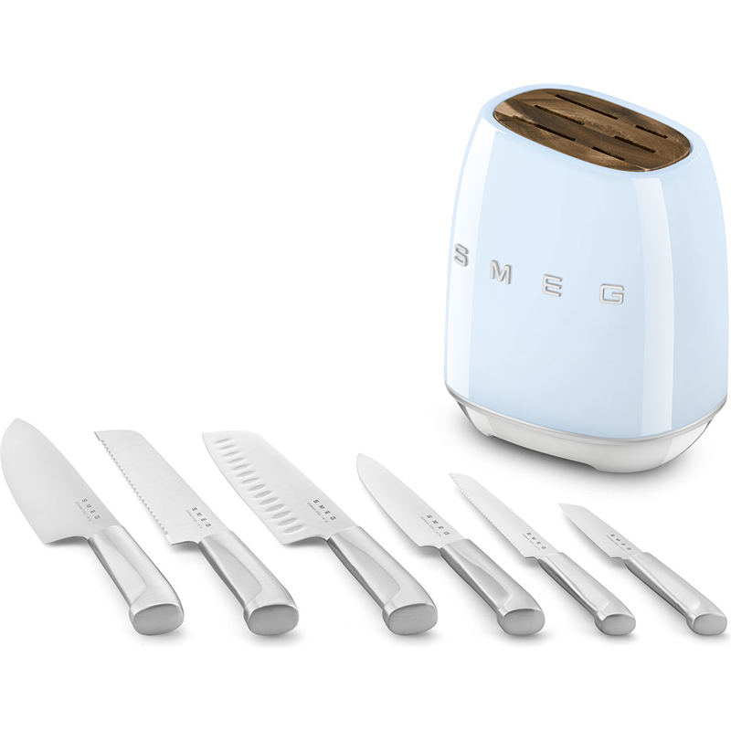 Bloque de cuchillos Smeg Azul Pastel de los años 50 KBSF02PB