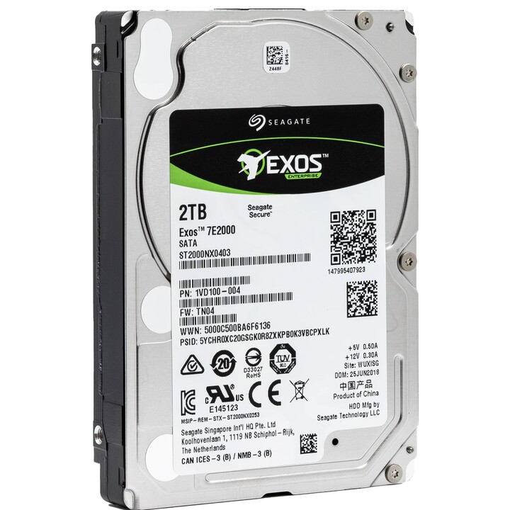2,5" SEAGATE EXOS 7E2000 Enterprise Kapazität 2.5 2TB HDD 512Emulation 7200rpm 128MB 6,4cm 2,5Zoll SAS 12Gb/s 24x7 Dauerbet