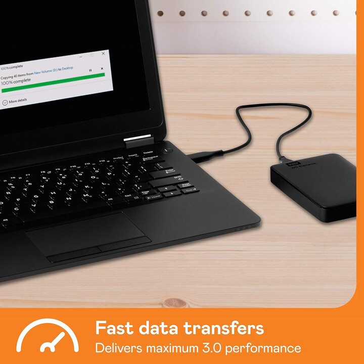 Disco duro externo | Western Digital | Elements Portable | WDBHJS0060BBK-WESN | 6 TB | USB 3.0 | Color negro | WDBHJS0060BBK-WES