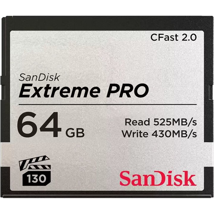 Sandisk Extreme Pro CFast 2.0 Card 64GB, 525 MB/s, 430 MB/s