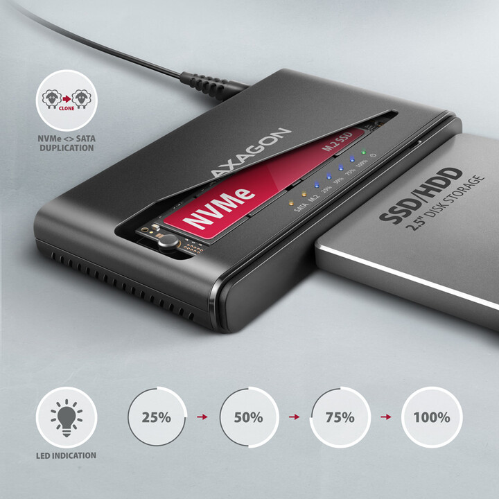 SSD ACC ADAPTER USB-C/M.2&SATA/10GBPS 0.1M ADSA-CC AXAGON