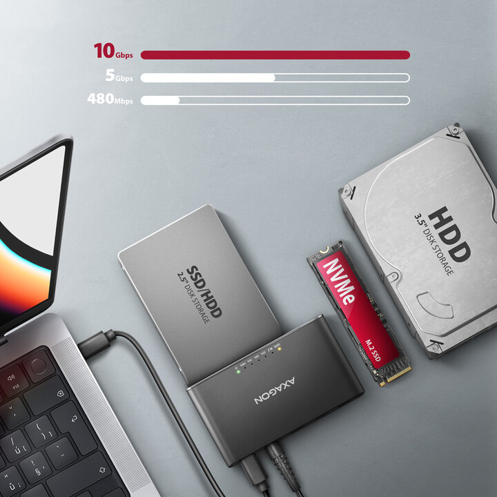 SSD ACC ADAPTER USB-C/M.2&SATA/10GBPS 0.1M ADSA-CC AXAGON