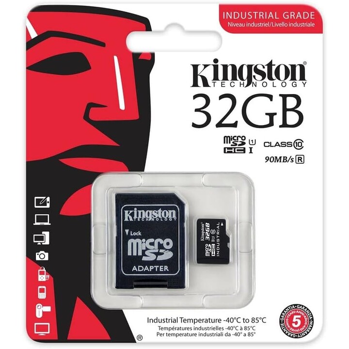 SCHEDA 32GB Kingston Industrial microSDHC 100MB/s