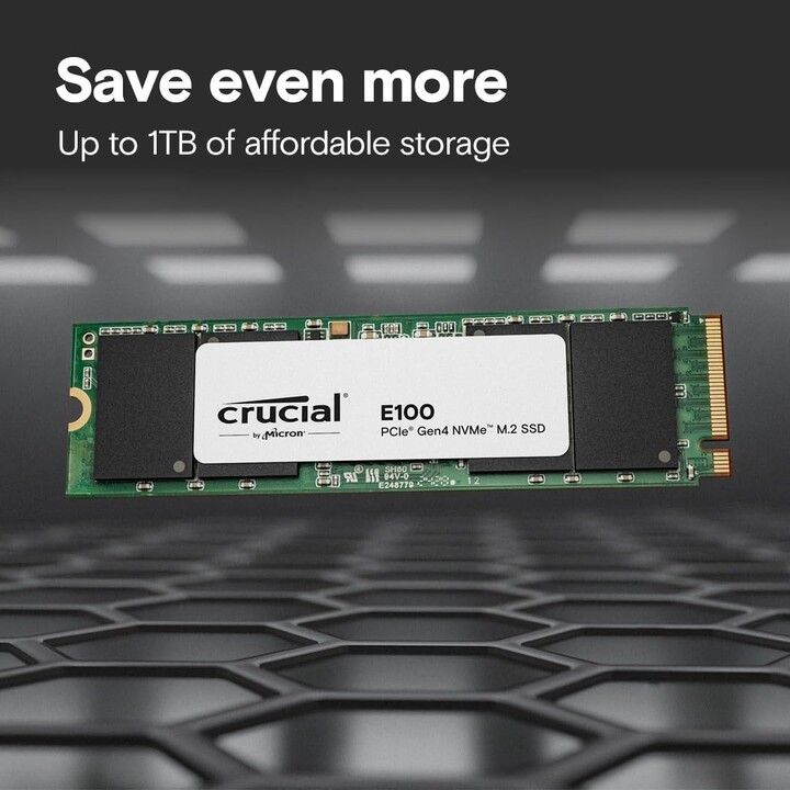 SSD|CRUCIAL|E100|480GB|M.2|PCIe Gen4|NVMe|3D NAND|Schreibgeschwindigkeit 2500 MBytes/s|Lesegeschwindigkeit 4500 MBytes/s|CT480E1