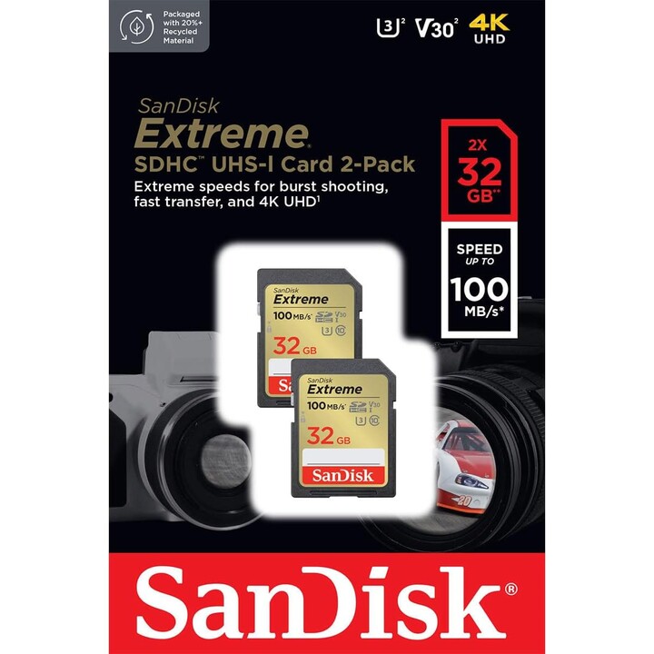 CARTÃO 32GB SanDisk Extreme SDHC 100MB/s