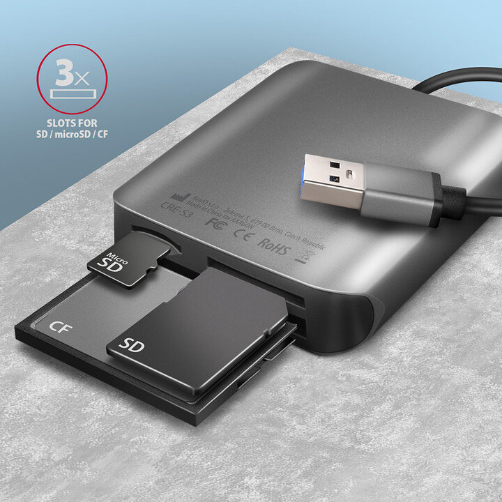 AXAGON Cre-S3 External Card Reader Usb-A 3.2 External, Gray