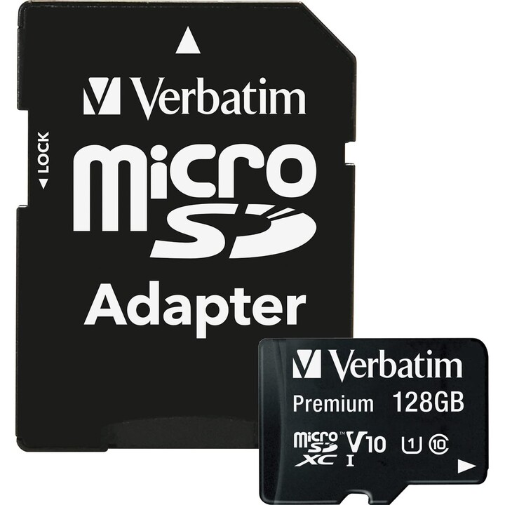 Carte mémoire MicroSDXC 90 Mo/s Verbatim Premium 128 Go + Adaptateur