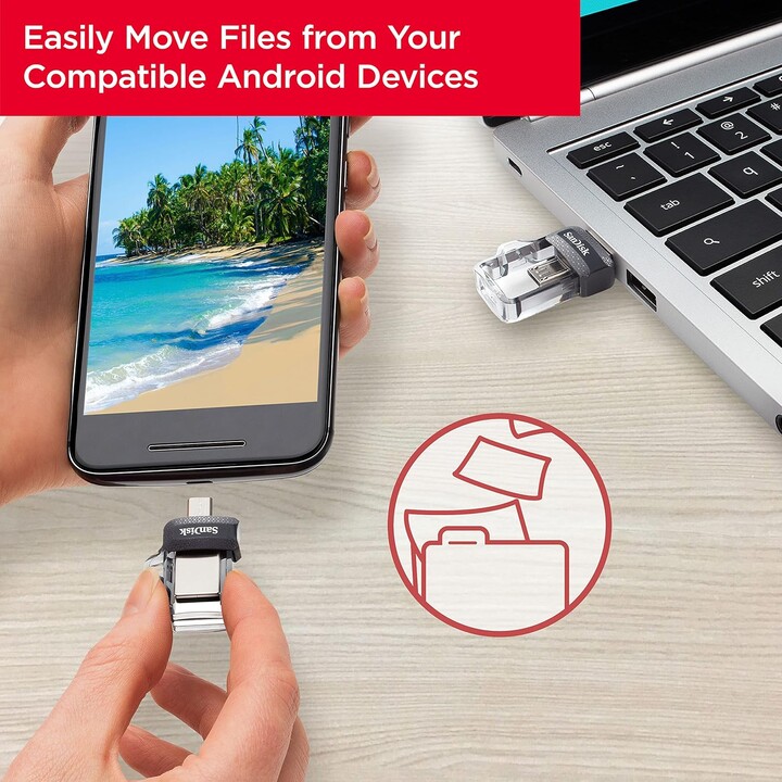 STICK 64GB SanDisk Ultra Dual USB3.0/microUSB 150MB/s Grey