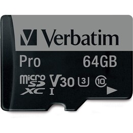 CARD 64GB Verbatim Pro MicroSDXC 90MB/s +Adapter