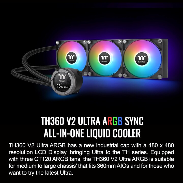 K Cooler Resfriamento de Água Thermaltake TH360 V2 Ultra ARGB Sync CPU All-in-One Liquid Cooler