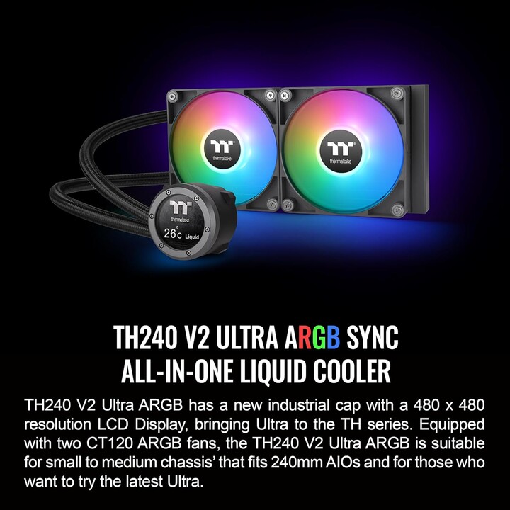 K Cooler Raffreddamento ad acqua Thermaltake TH240 V2 Ultra ARGB Sync CPU All-in-One Liquid Cooler