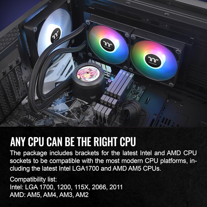 K Cooler Raffreddamento ad acqua Thermaltake TH240 V2 Ultra ARGB Sync CPU All-in-One Liquid Cooler